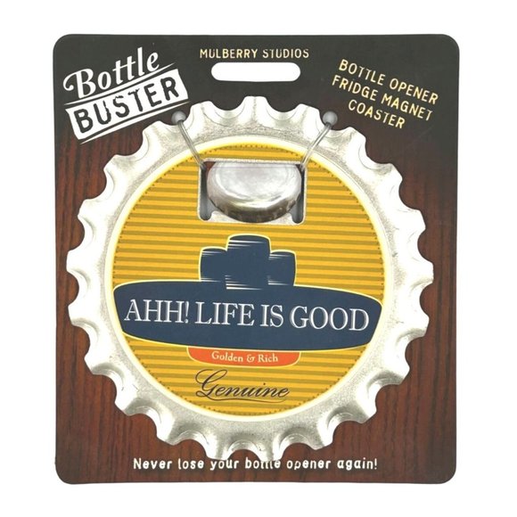 Ahh! Life is Good Bottle Buster Bottle Opener Fridge Magnet Coaster Pre-Personal - Picture 1 of 1